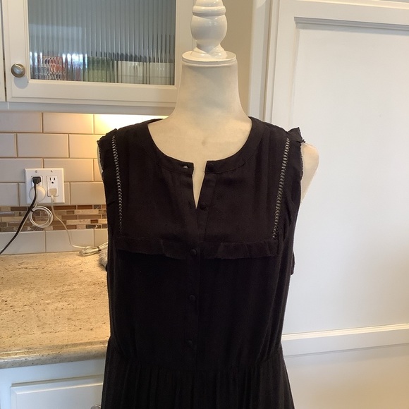 Rebecca Minkhoff Black Sleeveless Dress Size 8 Crochet Trim - Picture 4 of 12